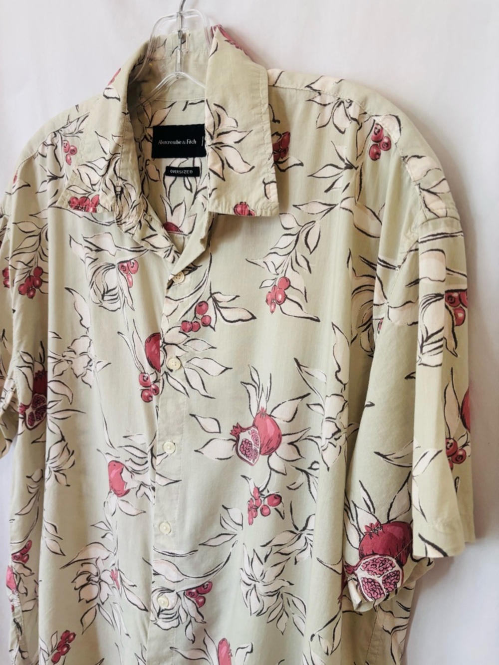 Pomegranate Camp Collar Shirt Oversized Button Down Mens M